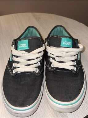 Vans Black Canvas Low-Top Sneakers with Teal Accents